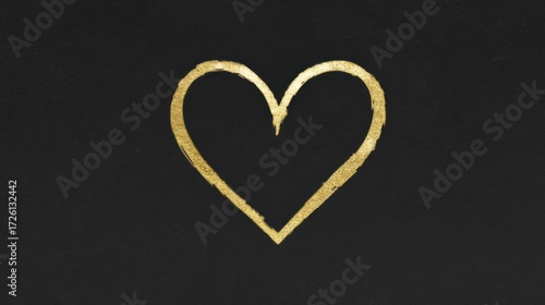 Golden Heart Shape Outline on a Black Background, Showcasing Creativity and Artistry in Design and Decoration for Various Occasions