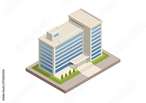 Isometric modern office or hotel apartment building