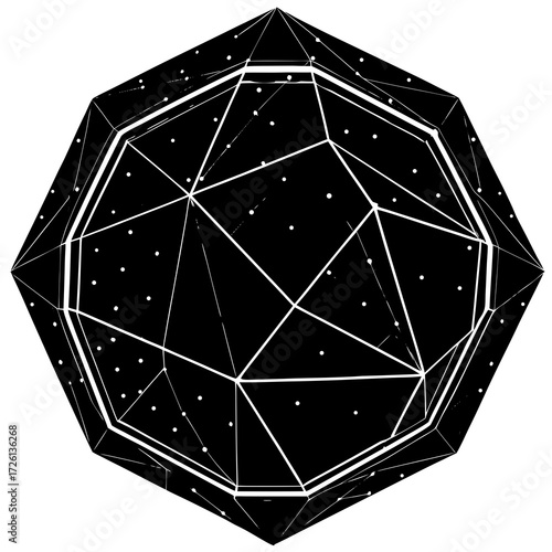 Silhouettes of a Hyper-Realistic Floating Dodecahedron Crystal