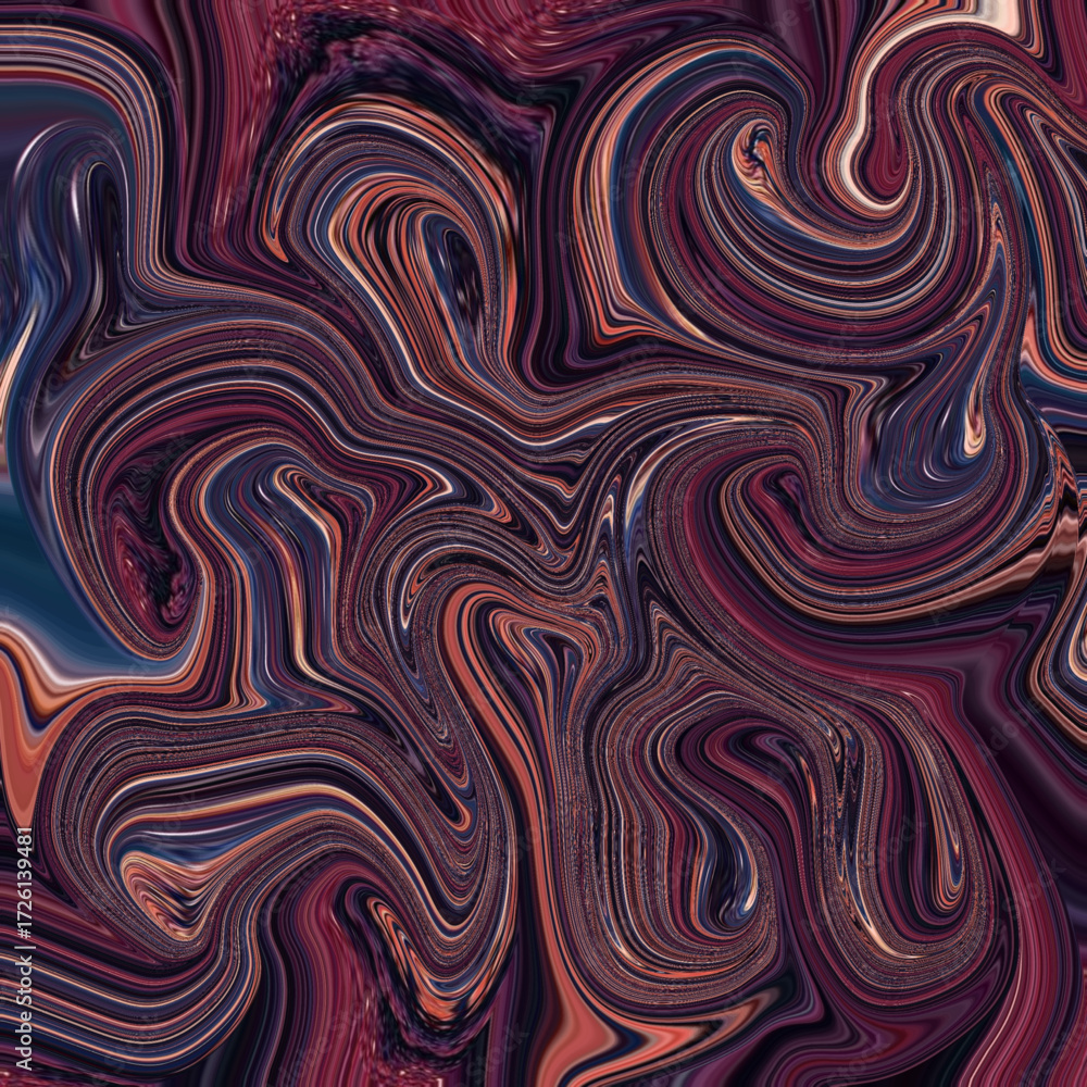 Obraz premium Red-brown swirl abstract with rich marble textures and artistic fluid lines, creating a modern dynamic background for art, design, or fashion use.