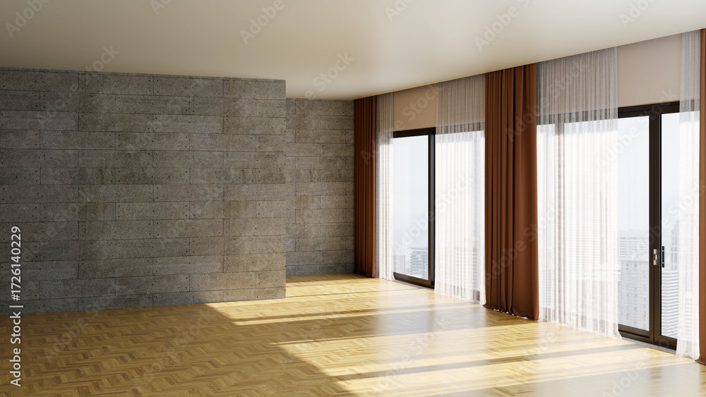 Fototapeta premium Large luxury modern bright interiors Living room mockup illustration 3D rendering image