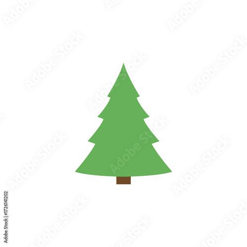 Simple Green Pine Tree Icon – Minimalist Evergreen Illustration