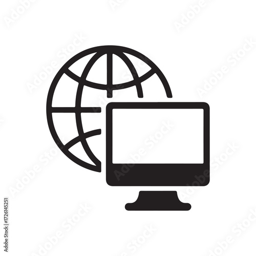 Global Network and Computer Icon