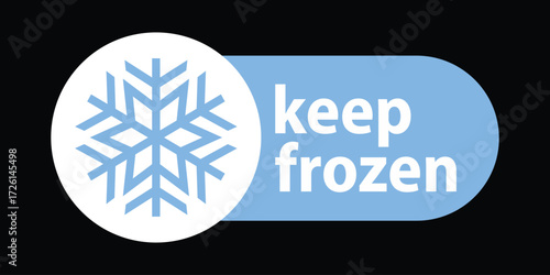 Keep Frozen Food Label with Snowflake Icon and Blue Background