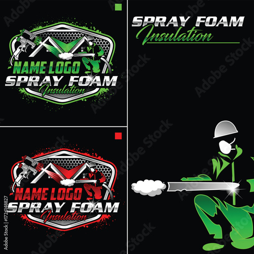Spray foam insulation logo design. Construction spray foam Insulation emblem logo