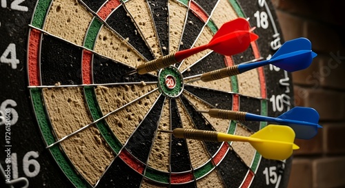 Wallpaper Mural Dart Throwing Action at a Pub, Game Room, Sport Environment, Close-Up View, Focused on Targets Torontodigital.ca