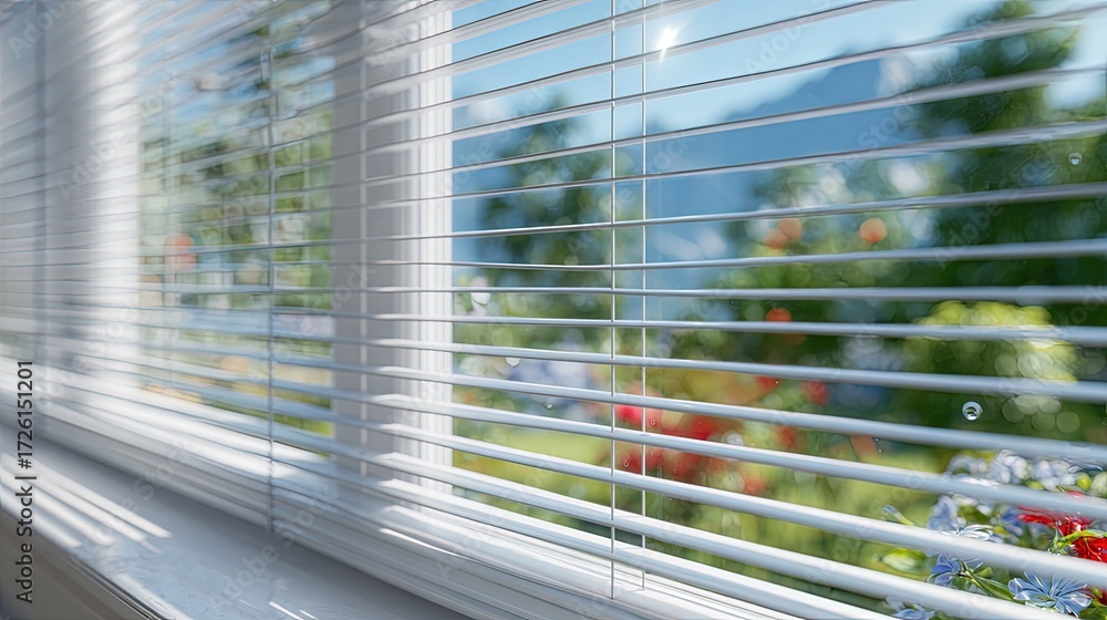 Obraz premium White Blinds Showcase Outdoor Garden View