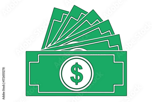 Green banknotes with a dollar sign isolated on Transparent Background