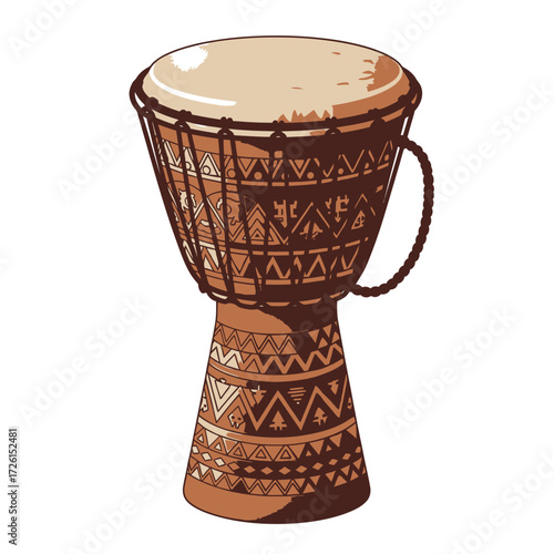 Traditional African Djembe Drum Percussion Instrument Isolated