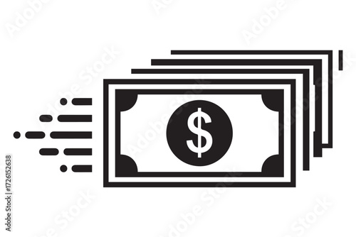 Fast money transfer icon, isolated on Transparent Background