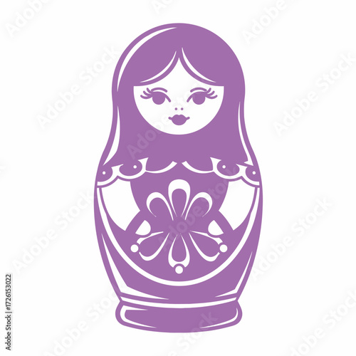 Purple Matryoshka Russian Nesting Doll Vector Icon Silhouette