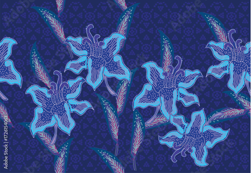 Indonesian batik motifs with very distinctive plant patterns