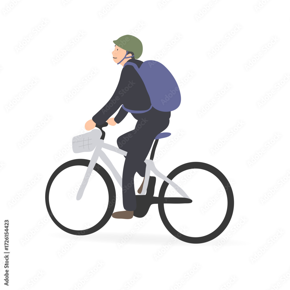 Fototapeta premium 自転車通勤するスーツの男性