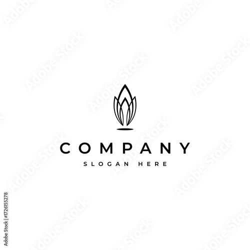 abstract flame candle wick logo line art design style