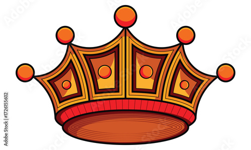 Golden Royal King and Queen Love Crown Outline Vector Art