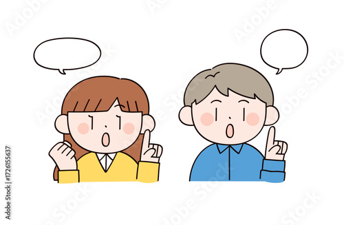 説明する男女2人のイラスト