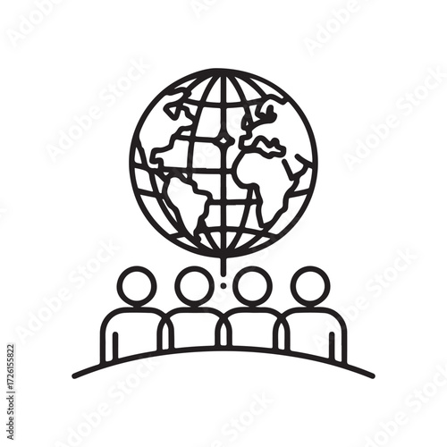 People Network with Globe and Connectivity Symbol