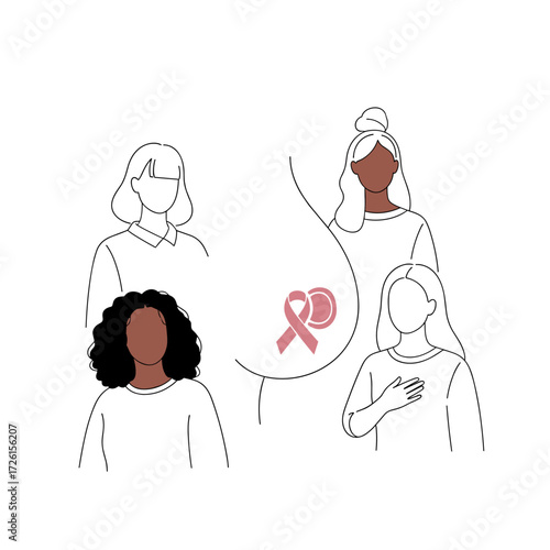 Diverse Group Happy October Awareness Moment