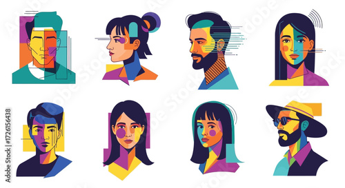 Colorful Geometric Portraits of Diverse People