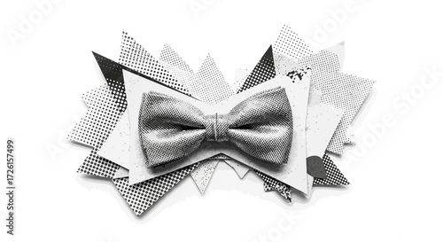 Monochrome Bow Tie on Abstract Geometric Background