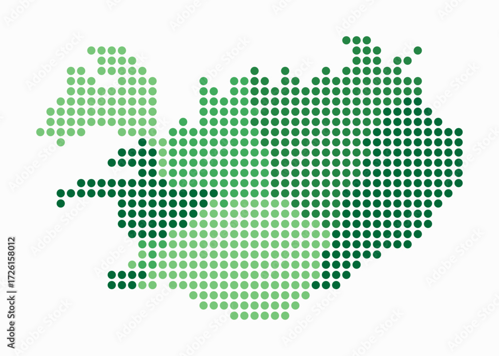 Fototapeta premium Iceland dotted map. Digital style map of the country on white background. Iceland shape with circle dots. Colored dots style. Large size circles. Vibrant vector illustration.