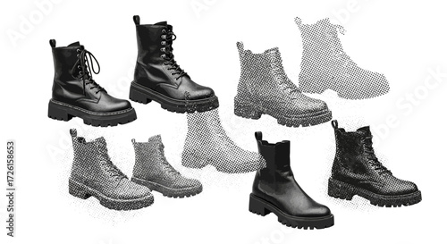 Stylish Black Platform Ankle Boots with Laces