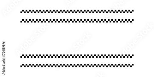 Black and white checkered rectangular frame. Square racing checkerboard pattern. Chessboard geometric pattern. Rally checkerboard pattern. Finish racing frame. Vector illustration on white background