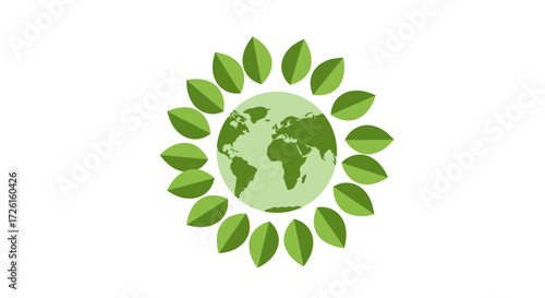 Sustainable Green Earth Globe Surrounded by Vibrant Leaves Symbolizing Environmental Protection and Global Ecology