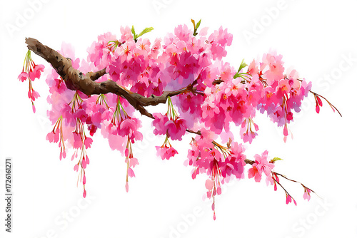 watercolor cherry blossom branch delicate sticker.