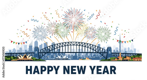 Sydney Harbour Fireworks Celebration for Happy New Year