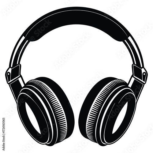 headphones silhouette on white background.eps