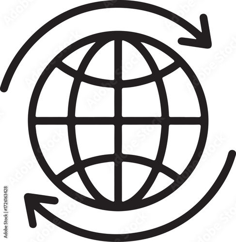 Global network connection and communication concept with rotating arrows around earth