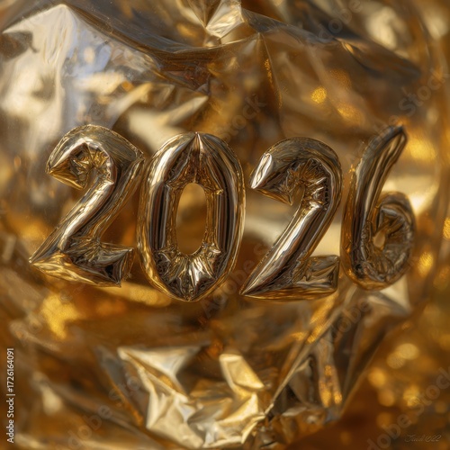 Golden 2026 Balloons, Abstract Festive Texture.