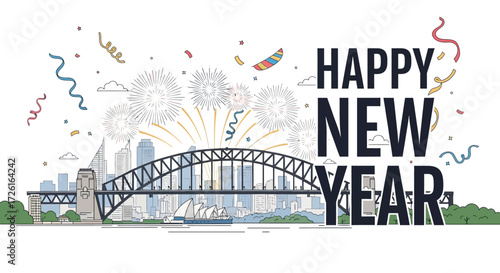 Sydney Harbour Bridge Celebrates Happy New Year with Fireworks