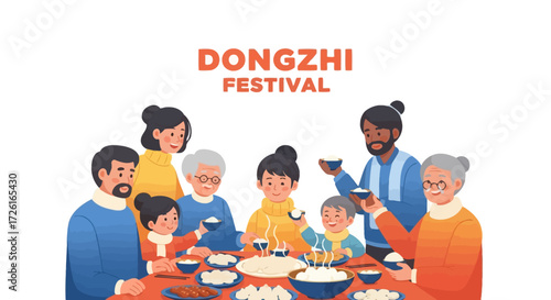 Multi-Generational Family Celebrating Dongzhi Festival with Dumplings and Tangyuan