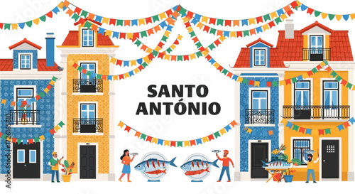 Santo Ant?nio Festival: Lisbon Street Scene with Traditional Buildings and Grilled Sardines
