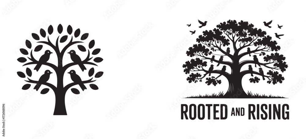 Obraz premium Wildlife Bird Silhouette Sitting in Trees