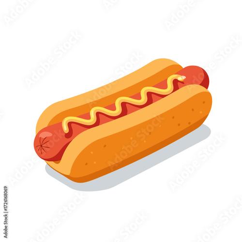 A delicious hot dog with mustard in a bun.
