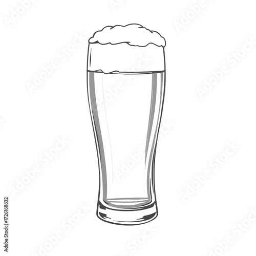 Sketch Tall Pilsner Beer Glass Doodle Isolated Line Drawing