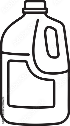 Simple outline drawing of a large plastic jug with handle and label area