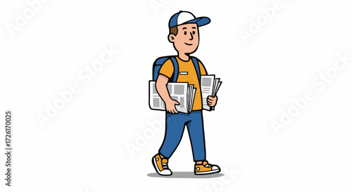 Vector illustration  newspaper carrier 