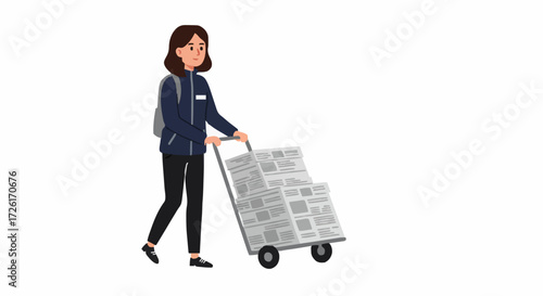 Vector illustration  newspaper carrier 