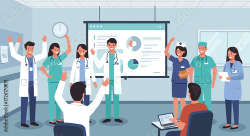 Medical Team Meeting in Hospital.