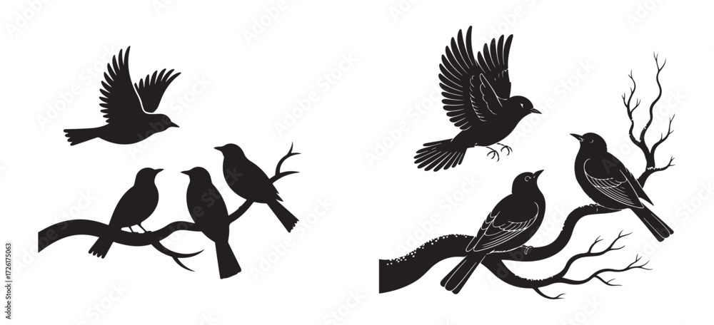Obraz premium Decorative Nature Bird Icon Set
