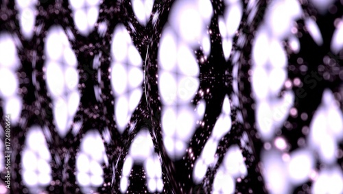 Distorted Luminous Orbs in Dark Space, Abstract Pattern with Cur