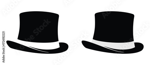 A classic top hat with a slightly curved brim, an elegant icon for gentleman, magic, vintage, and formal themes