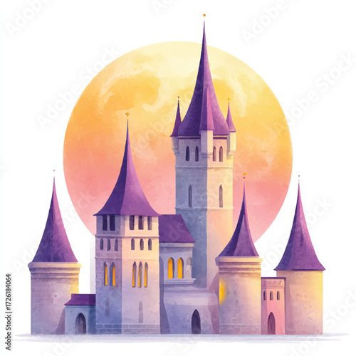 Fairytale Castle Illustration Digital Painting.