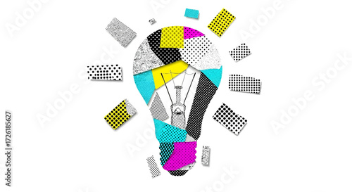 Colorful Abstract Lightbulb with Geometric Patterned Design