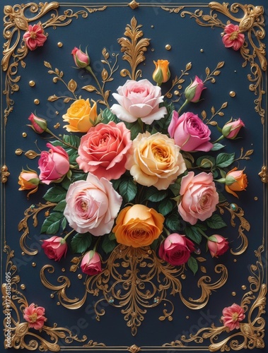 Gorgeously embellished birthday card with floral decorations