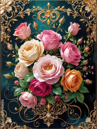 Gorgeously embellished birthday card with floral decorations
